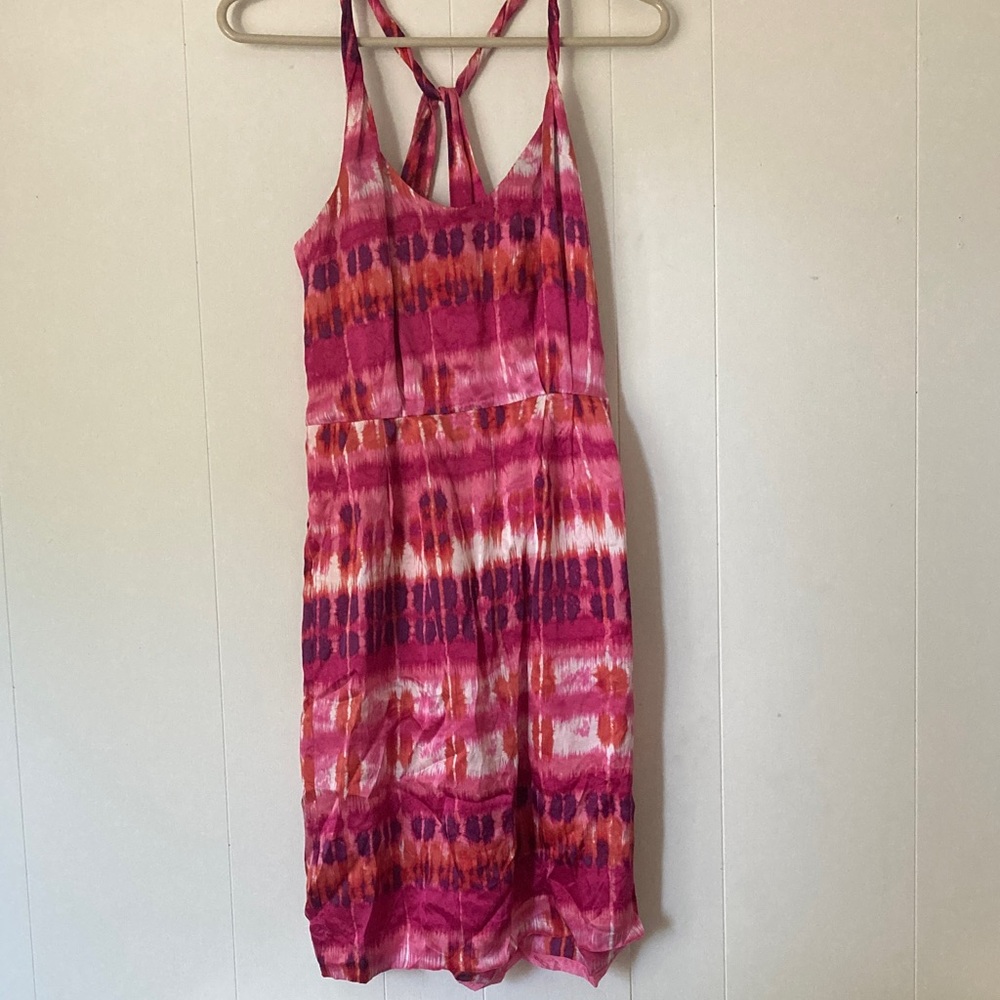 Banana Republic Vibrant Pink and Orange Tie-Dye Midi Dress